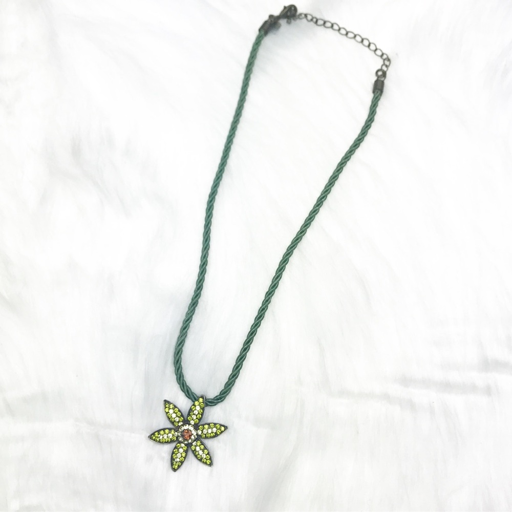 Cookie Lee Crystal Flower Statement Necklace.